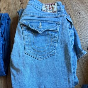 True Religion Light Blue Boot Cut Jeans Size 27/8, 31" inseam, mid-low rise